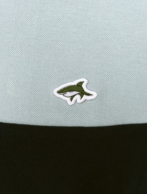 Oakhill Contrast Panel Cotton Pique T-Shirt In Blue Fog - Le Shark