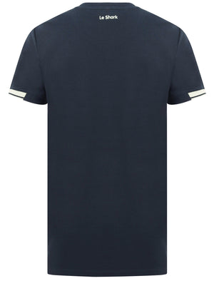 Oakhill Contrast Panel Cotton Pique T-Shirt In Sky Captain Navy - Le Shark