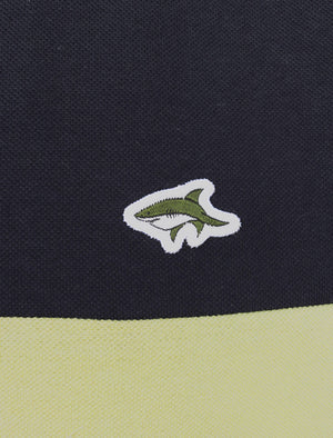 Oakhill Contrast Panel Cotton Pique T-Shirt In Sky Captain Navy - Le Shark