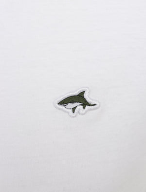 Oldershaw Cotton  Jersey T-Shirt with Racer Stripe Detail In Bright White - Le Shark
