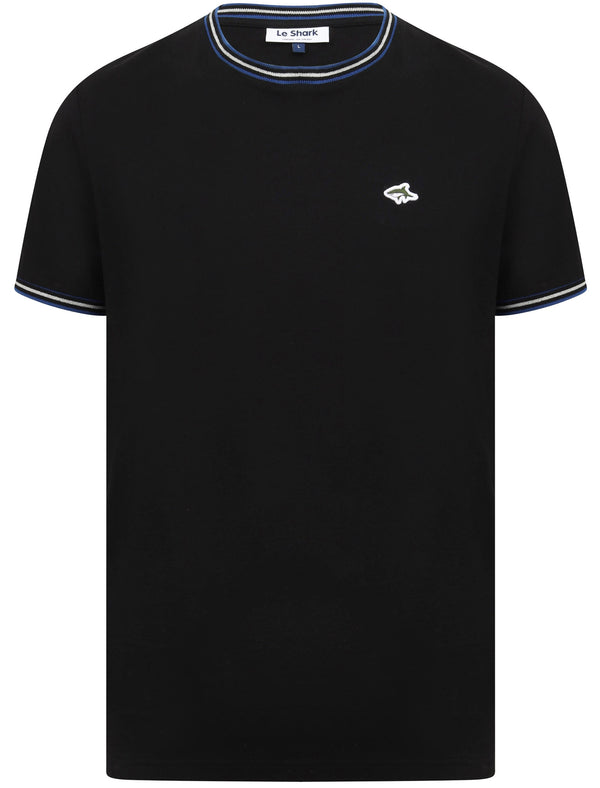 Oldershaw Cotton  Jersey T-Shirt with Racer Stripe Detail In Jet Black - Le Shark