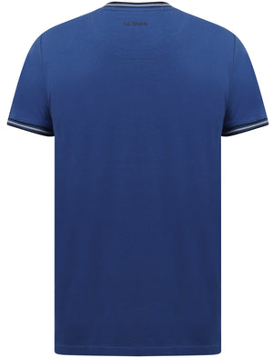 Oldershaw Cotton  Jersey T-Shirt with Racer Stripe Detail In Mazarine Blue - Le Shark