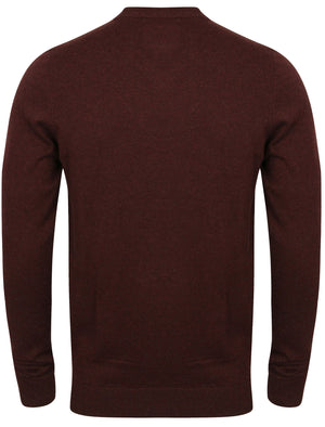 Pacey V-Neck Cotton Jumper in Maroon Marl - Le Shark
