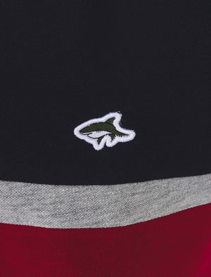 Palmerston Colour Block Pique Polo Shirt In Beet Red - Le Shark