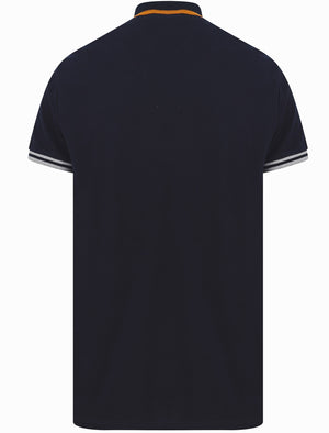 Palmerston Colour Block Pique Polo Shirt In Buckthorn Brown - Le Shark