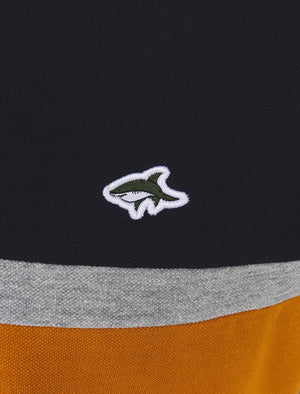 Palmerston Colour Block Pique Polo Shirt In Buckthorn Brown - Le Shark