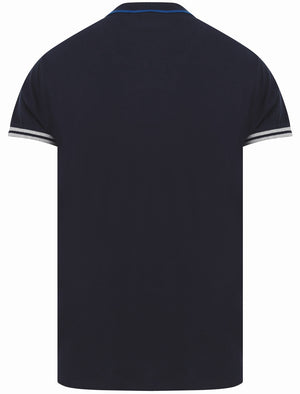 Palmerston Colour Block Pique Polo Shirt In Mazarine Blue - Le Shark