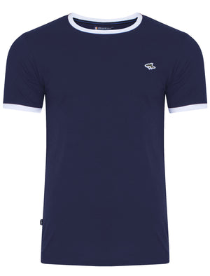 Petersham Contrast Trim Ringer T-Shirt in Deep Cobalt - Le Shark