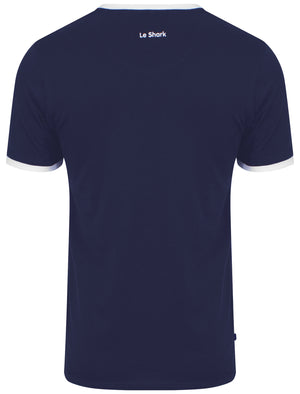 Petersham Contrast Trim Ringer T-Shirt in Deep Cobalt - Le Shark