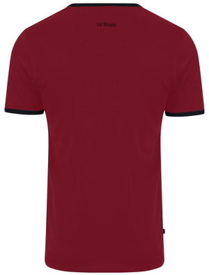 Petersham Contrast Trim Ringer T-Shirt in Sangria Red - Le Shark
