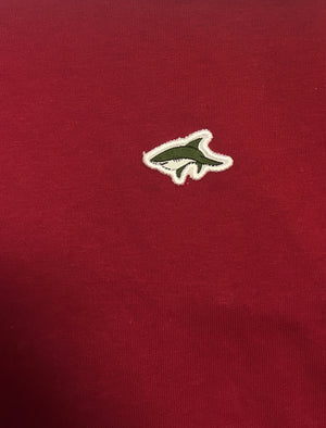 Petersham Contrast Trim Ringer T-Shirt in Sangria Red - Le Shark