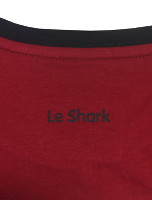 Petersham Contrast Trim Ringer T-Shirt in Sangria Red - Le Shark