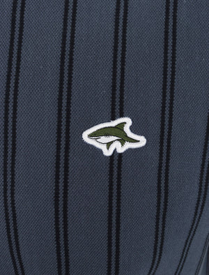 Phillips Pinstripe Cotton Pique T-Shirt In Vintage Indigo - Le Shark