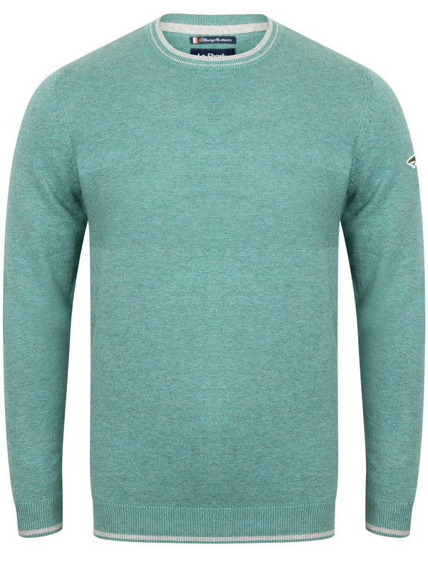 Red Star Tipped Cotton Knitted Jumper In Pale Green Marl - Le Shark