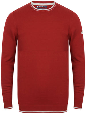 Red Star Tipped Cotton Knitted Jumper In Red - Le Shark