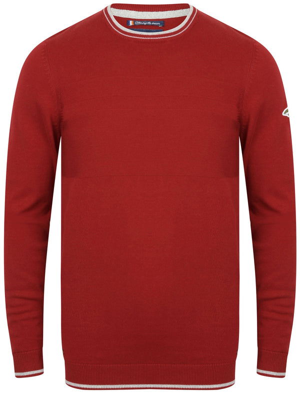Red Star Tipped Cotton Knitted Jumper In Red - Le Shark