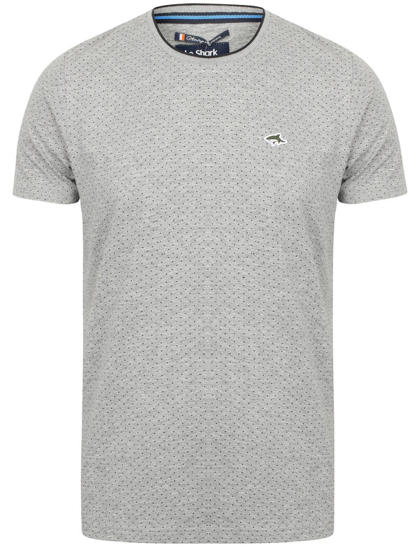 Robin Polka Dot Cotton Crew Neck T-Shirt In Light Grey Marl - Le Shark