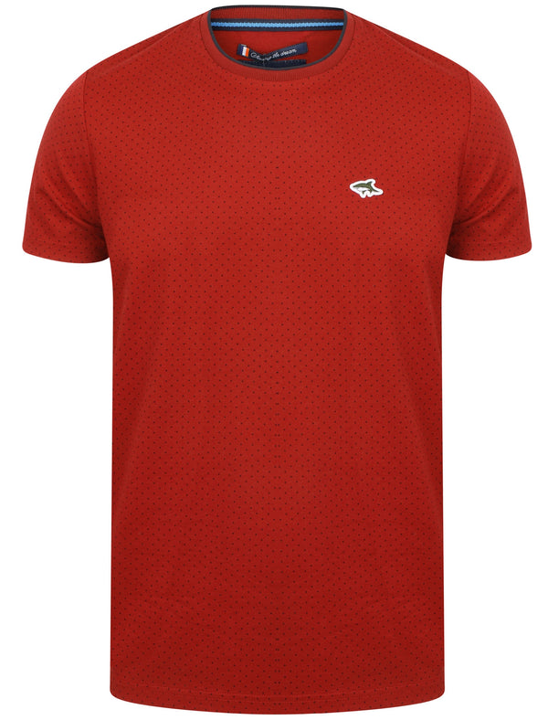 Robin Polka Dot Cotton Crew Neck T-Shirt In Red - Le Shark