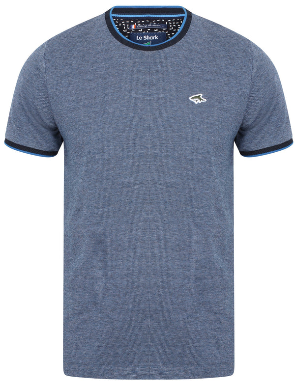 Rutland Jacquard Jersey Crew Neck T-Shirt In Vespa Blue - Le Shark