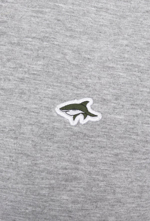 Stanley Basic Cotton V Neck T-Shirt In Light Grey Marl - Le Shark