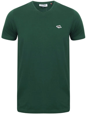 Stanley Basic Cotton V Neck T-Shirt In Rain Forest Green - Le Shark