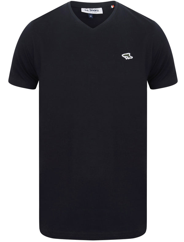 Stanley Basic Cotton V Neck T-Shirt In Sky Captain Navy - Le Shark
