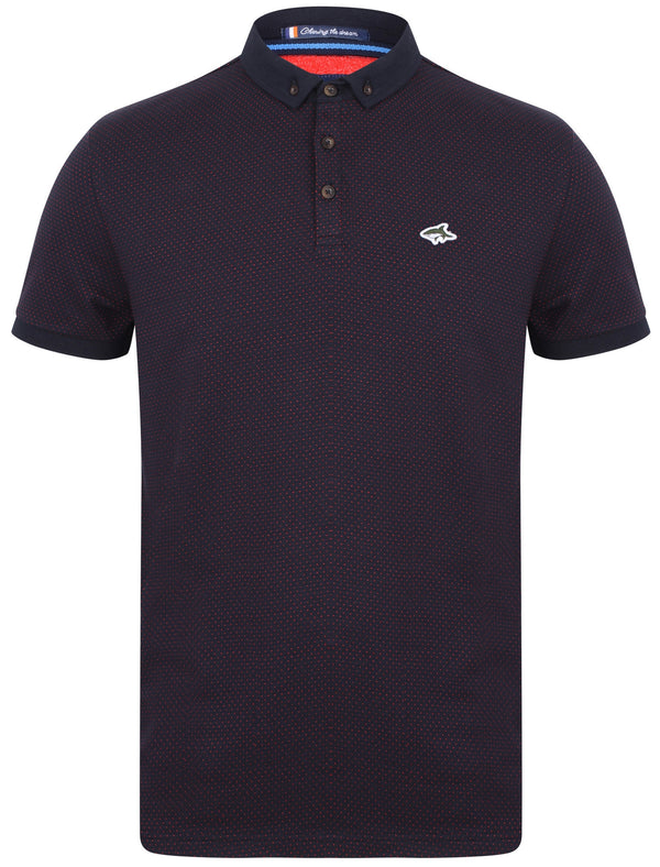 Station Polka Dot Jacquard Polo Shirt In Paprika - Le Shark