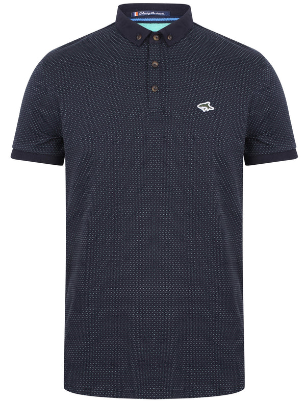 Station Polka Dot Jacquard Polo Shirt In Spearmint - Le Shark