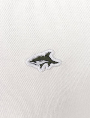 Sutton Cotton Pique Polo Shirt with Tipping In Bright White - Le Shark
