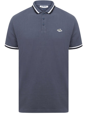 Sutton Cotton Pique Polo Shirt with Tipping In Vintage Indigo - Le Shark