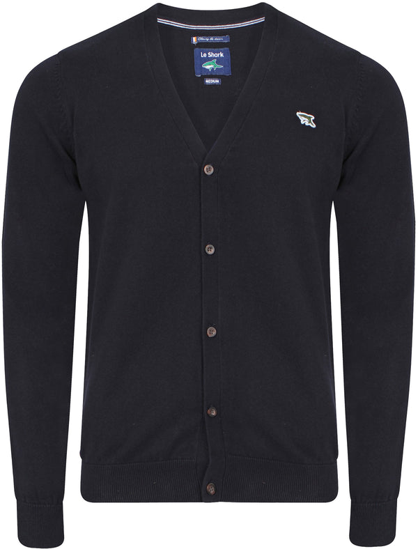 Tellahasse Button Through Cardigan in Dark Navy - Le Shark