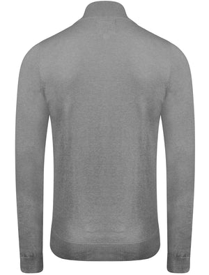 Tampa Funnel Neck Knitted Pullover Jumper in Mid Grey Marl - Le Shark