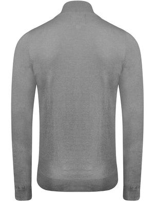 Tampa Funnel Neck Knitted Pullover Jumper in Mid Grey Marl - Le Shark