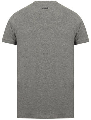 Temple Colour Block Cotton Pique T-Shirt In Mid Grey Marl - Le Shark