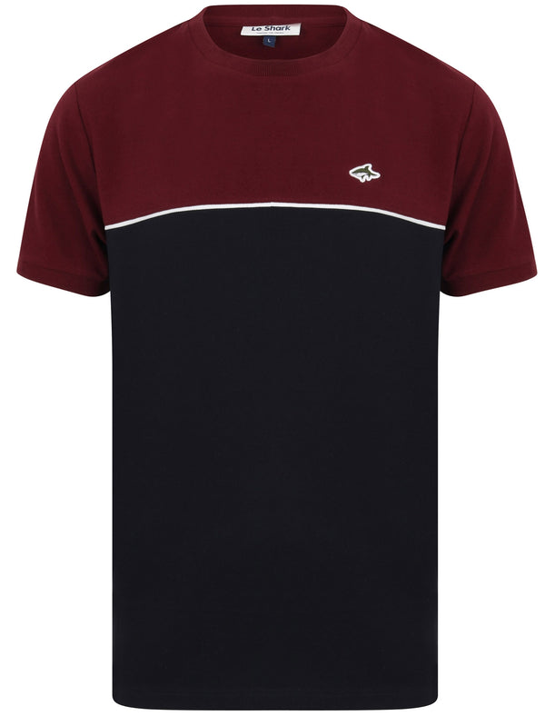 Temple Colour Block Cotton Pique T-Shirt In Port Royale - Le Shark