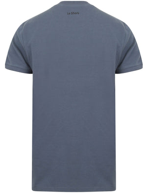 Temple Colour Block Cotton Pique T-Shirt In Vintage Indigo - Le Shark