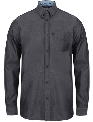 Tobruk Long Sleeve Cotton Twill Shirt in Black - Le Shark