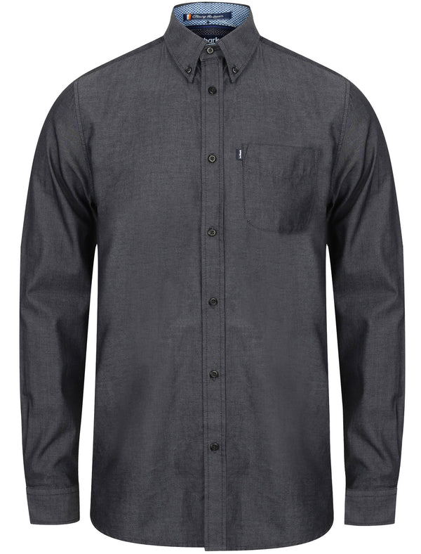 Tobruk Long Sleeve Cotton Twill Shirt in Black - Le Shark