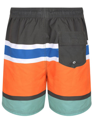 Volos Colour Block Swim Shorts In Mandarin Orange - Le Shark