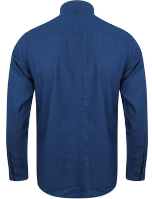 Warwick Long Sleeve Dobby Cotton Shirt in Indigo - Le Shark