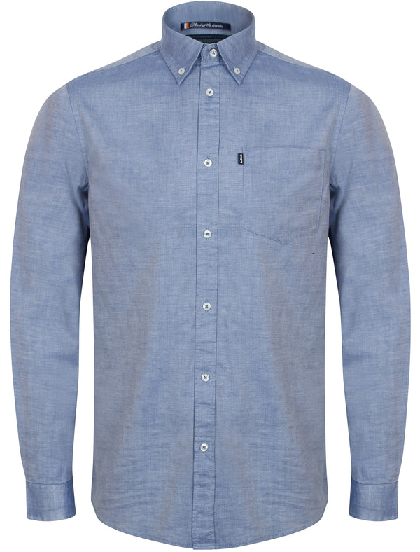 Wilder Long Sleeve Cotton Shirt in Blue - Le Shark