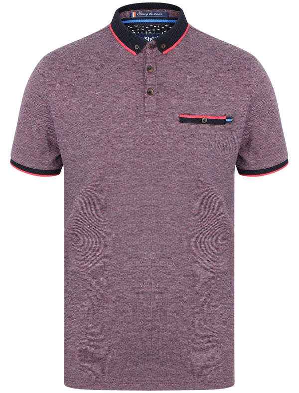 Windsor Jacquard Jersey Polo Shirt In Bright Salmon - Le Shark
