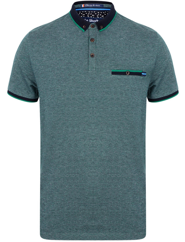 Windsor Jacquard Jersey Polo Shirt In Jungle Green - Le Shark
