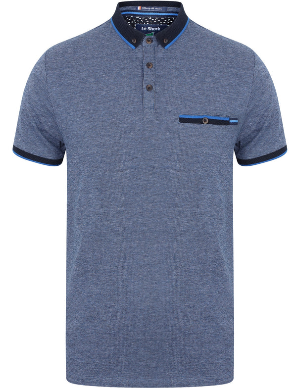 Windsor Jacquard Jersey Polo Shirt In Vespa Blue - Le Shark