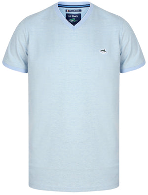 Kilner Cotton Pique V Neck T-Shirt In Light Blue - Le Shark