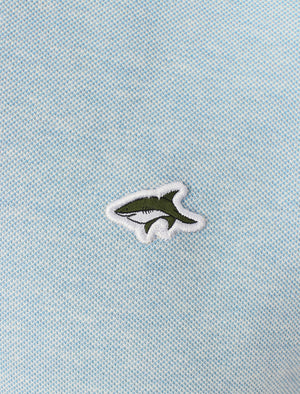 Kilner Cotton Pique V Neck T-Shirt In Light Blue - Le Shark