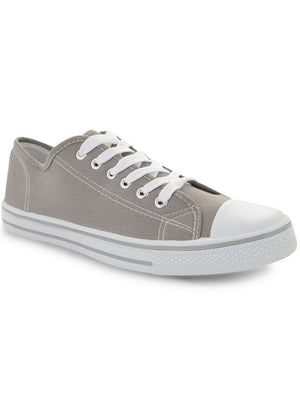 Womens Baltimore Low Top Lace Up Canvas Trainers In Grey