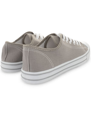 Womens Baltimore Low Top Lace Up Canvas Trainers In Grey
