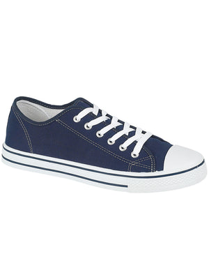 Womens Baltimore Low Top Lace Up Canvas Trainers In Navy