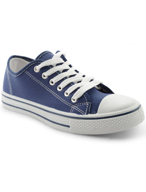 Womens Baltimore Low Top Lace Up Canvas Trainers In Navy